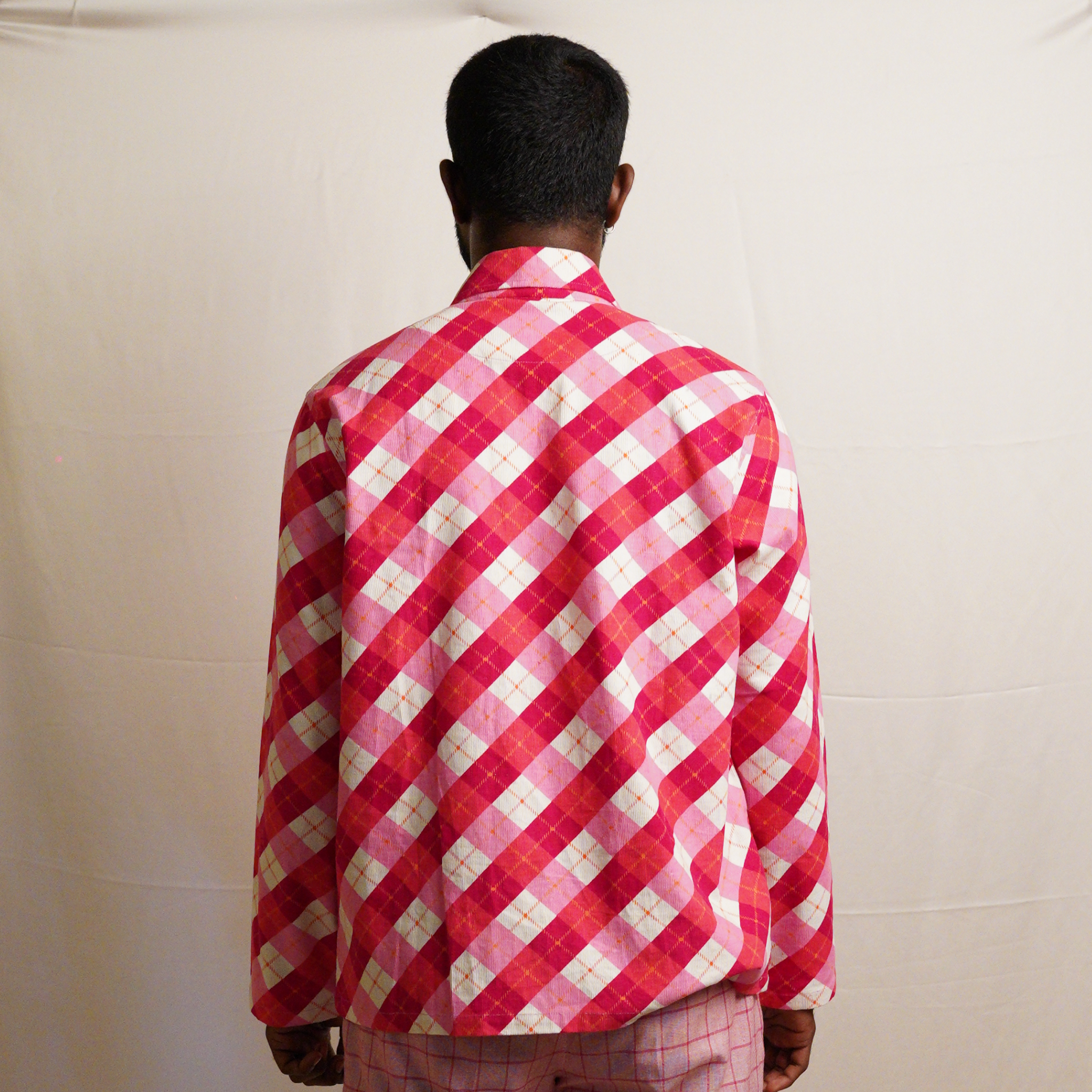 Pink Argyle Suede Jacket