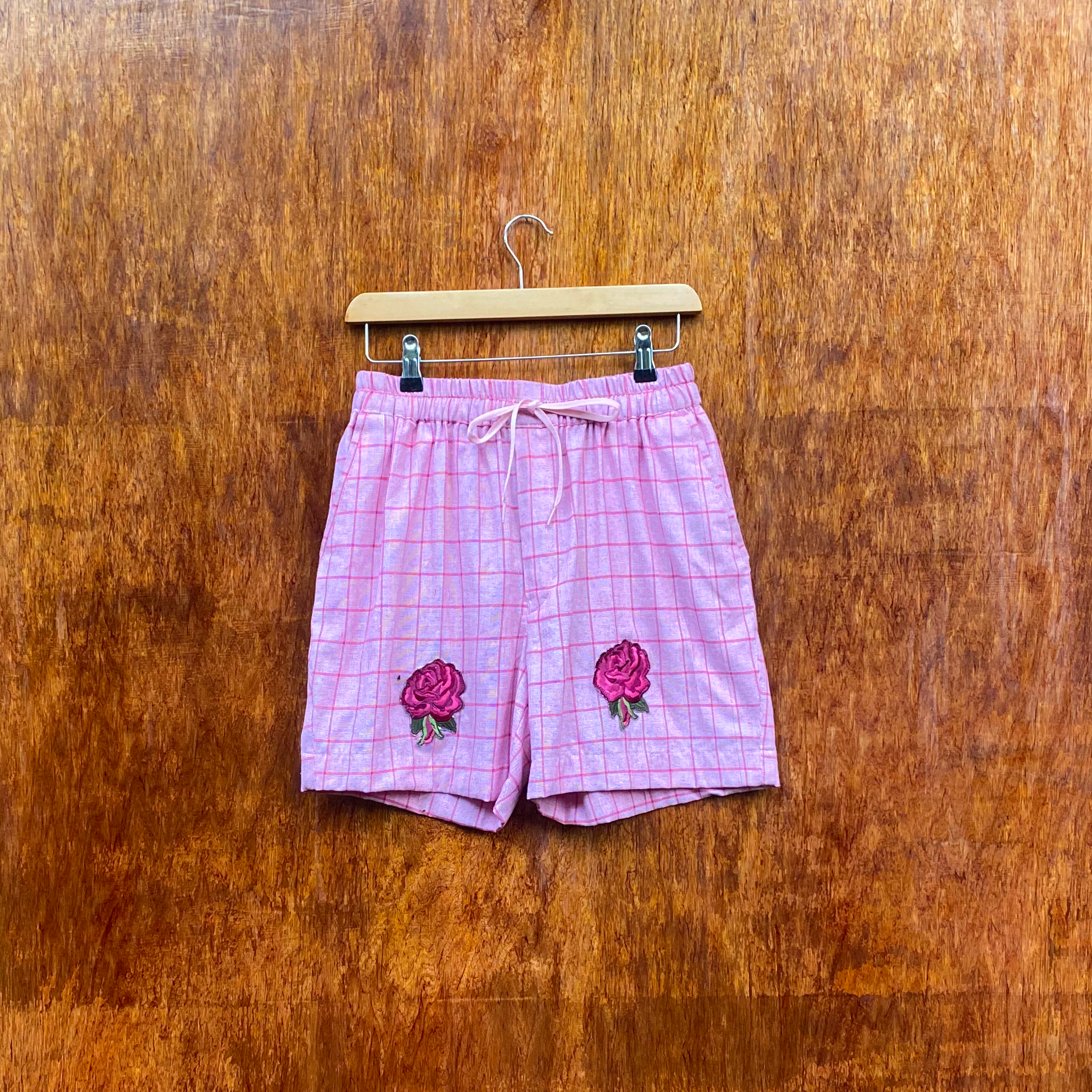 Pink handloom Cotton Shorts