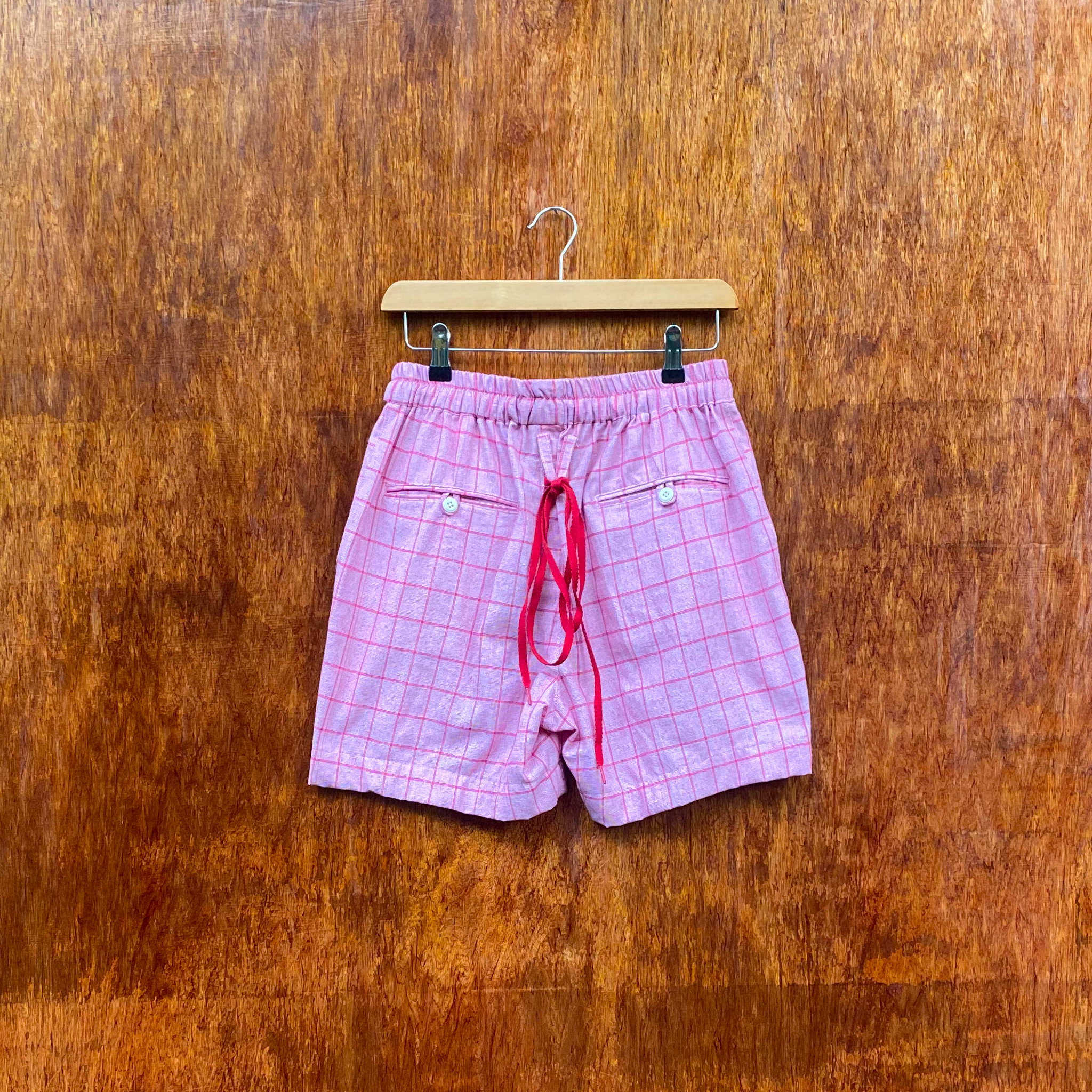 Pink handloom Cotton Shorts