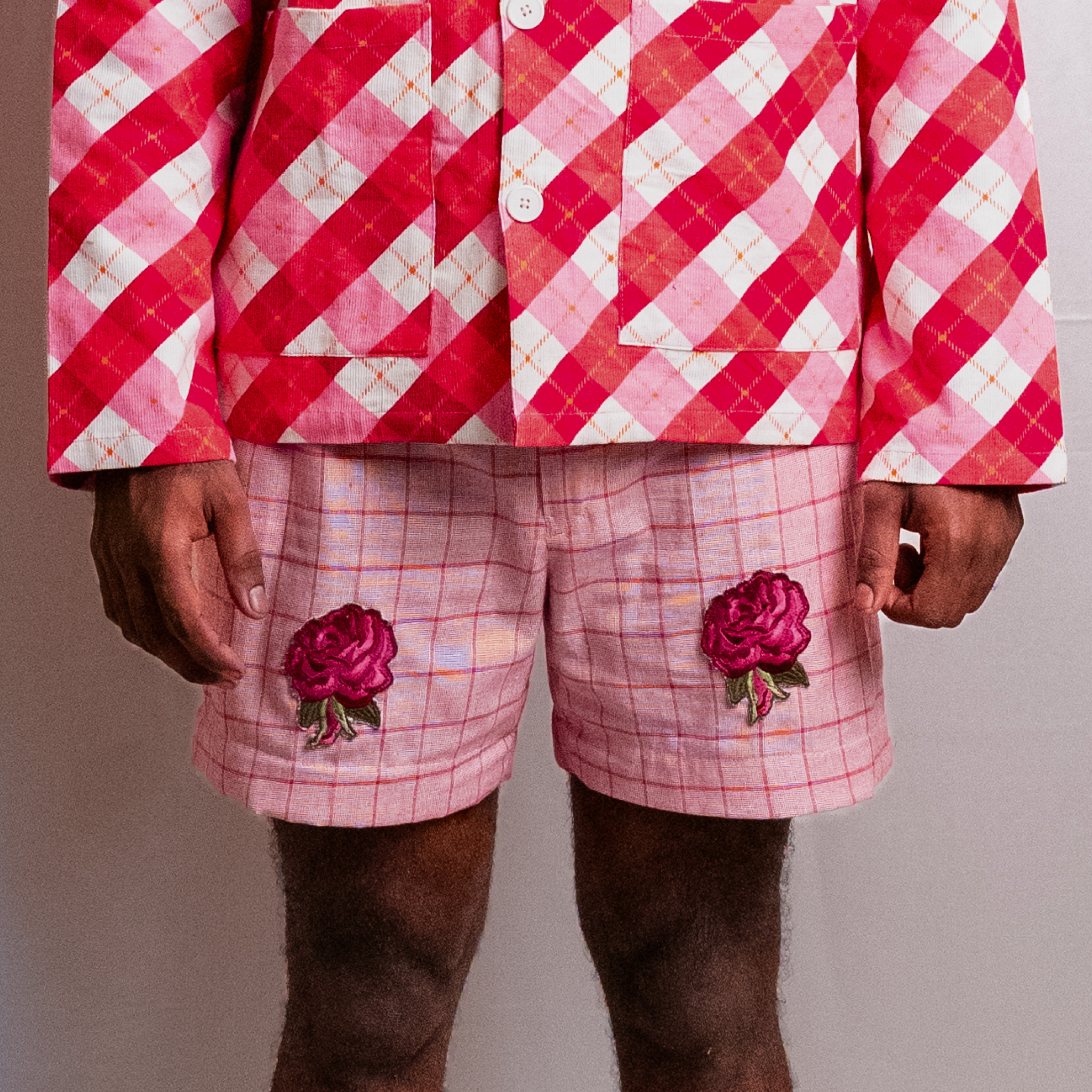 Pink handloom Cotton Shorts