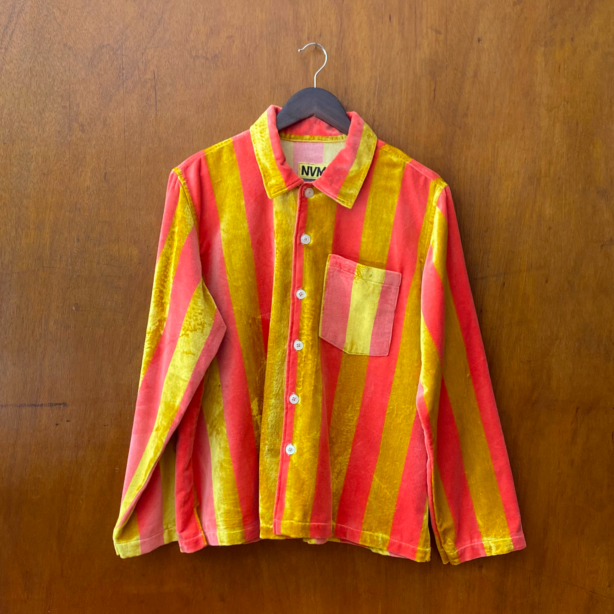 Gold and pink Stripped velvet Shacket