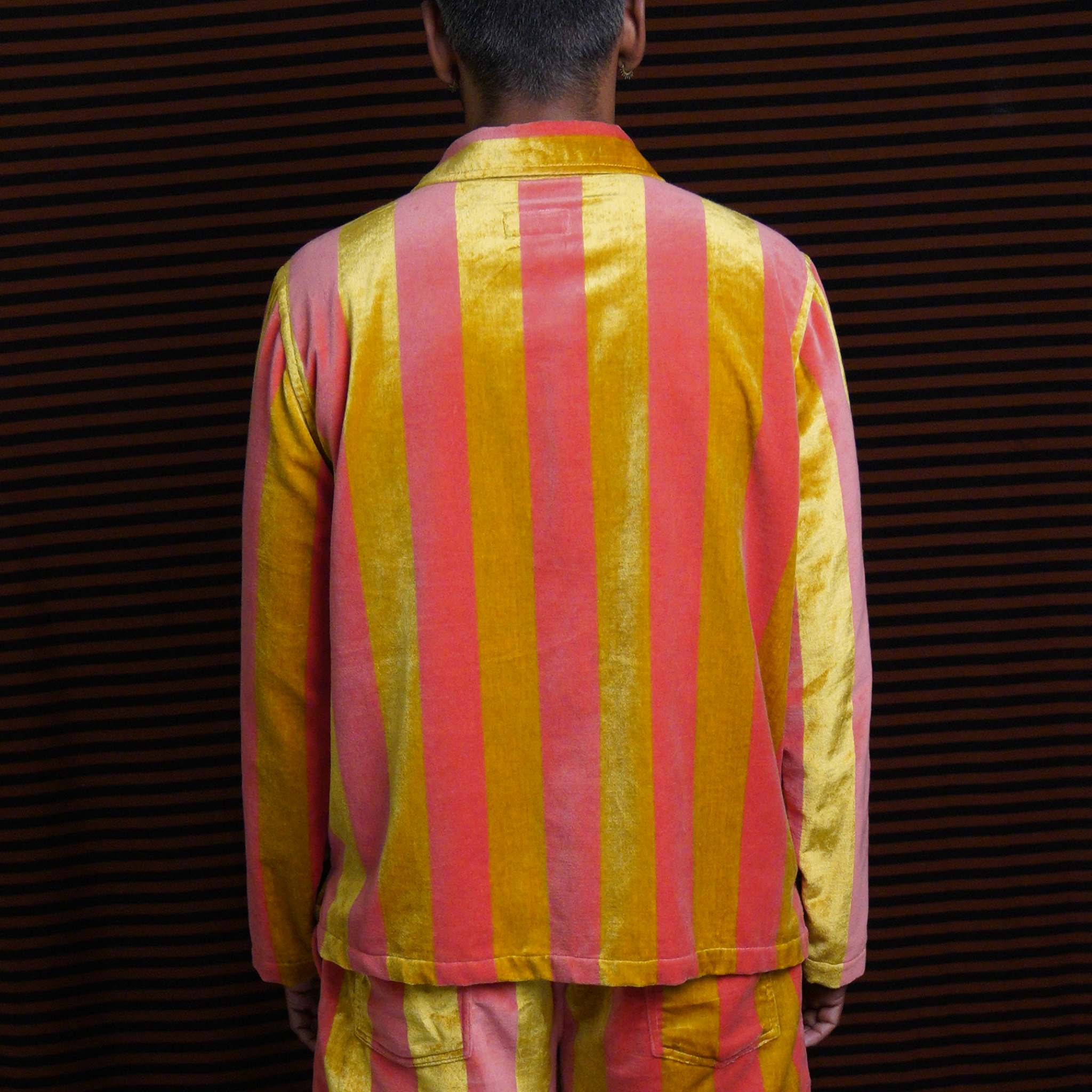 Gold and pink Stripped velvet Shacket
