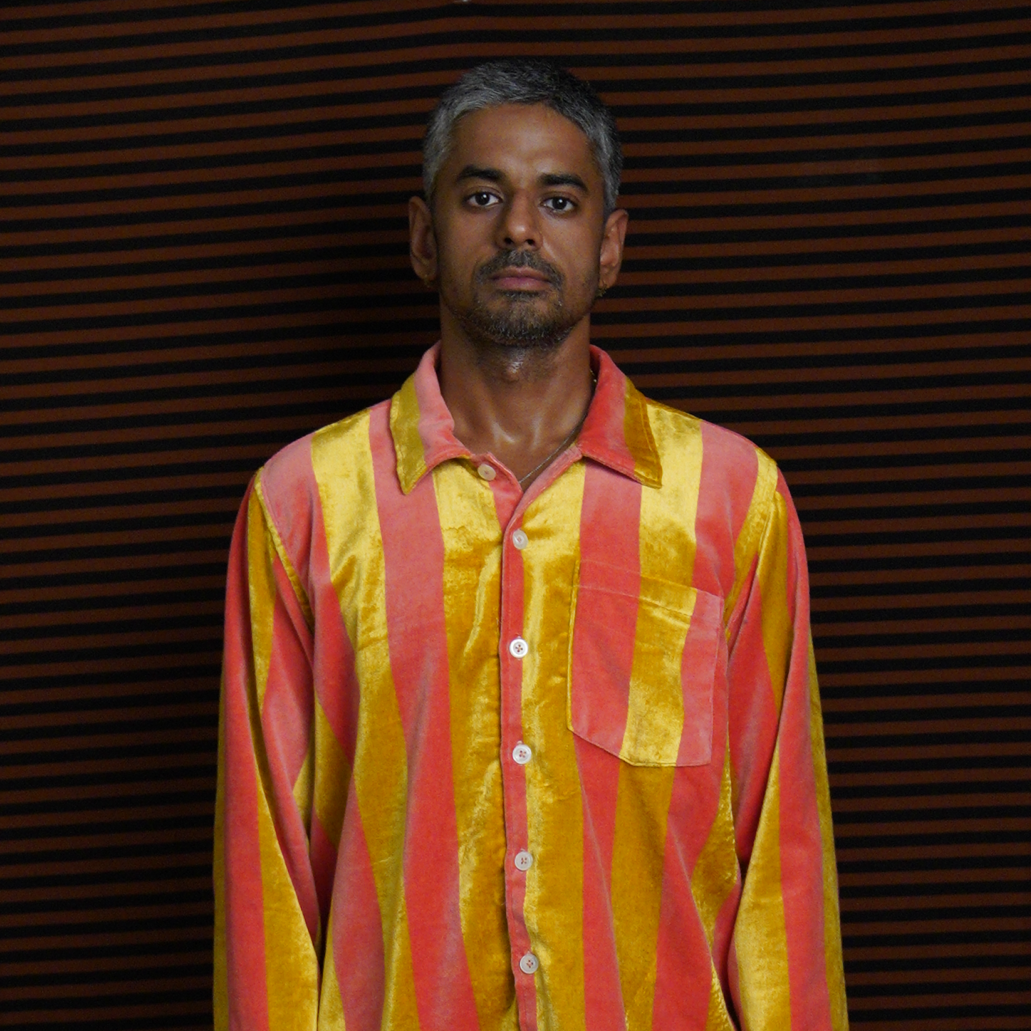 Gold and pink Stripped velvet Shacket