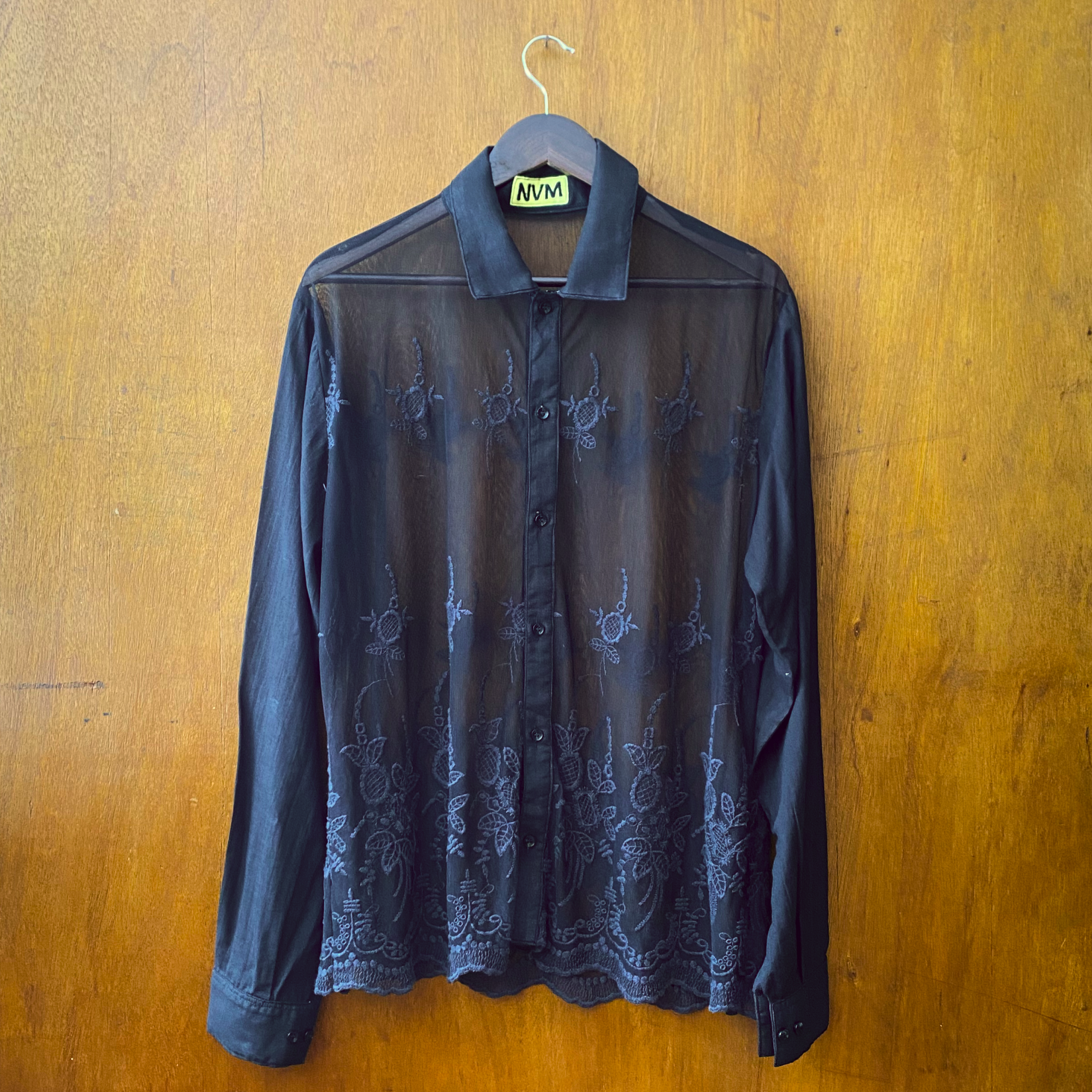 Black embroidered Sheer shirt