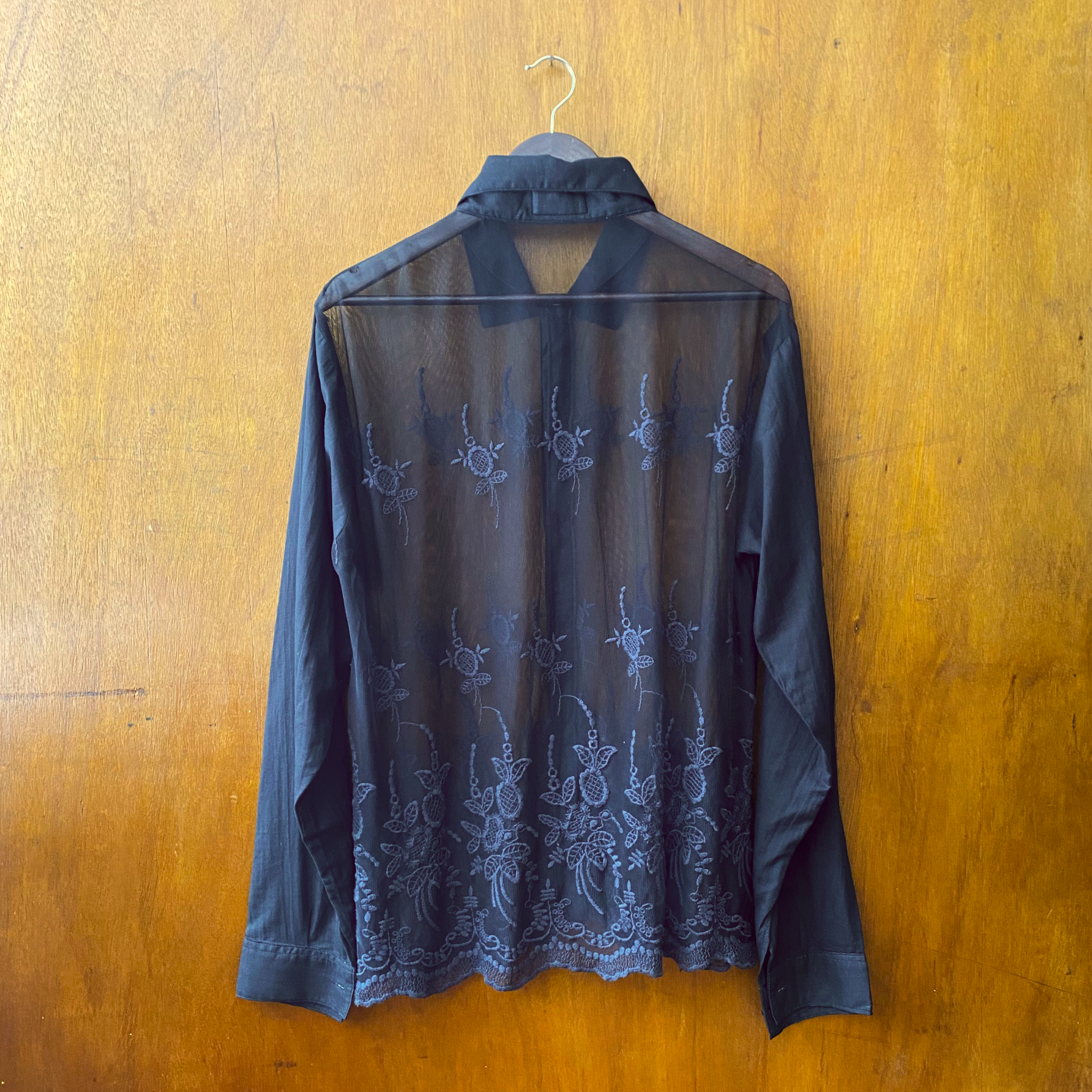 Black embroidered Sheer shirt