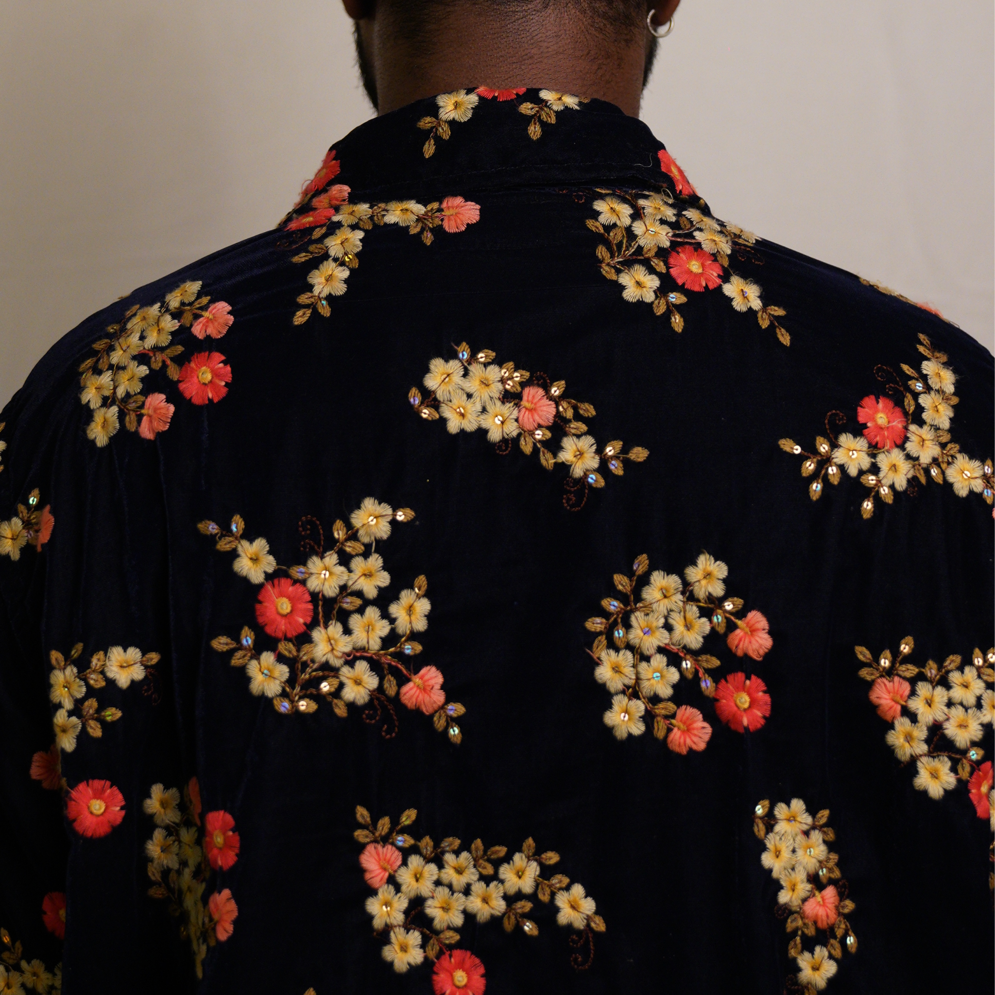 Embroidered Midnight Blue velvet Jacket